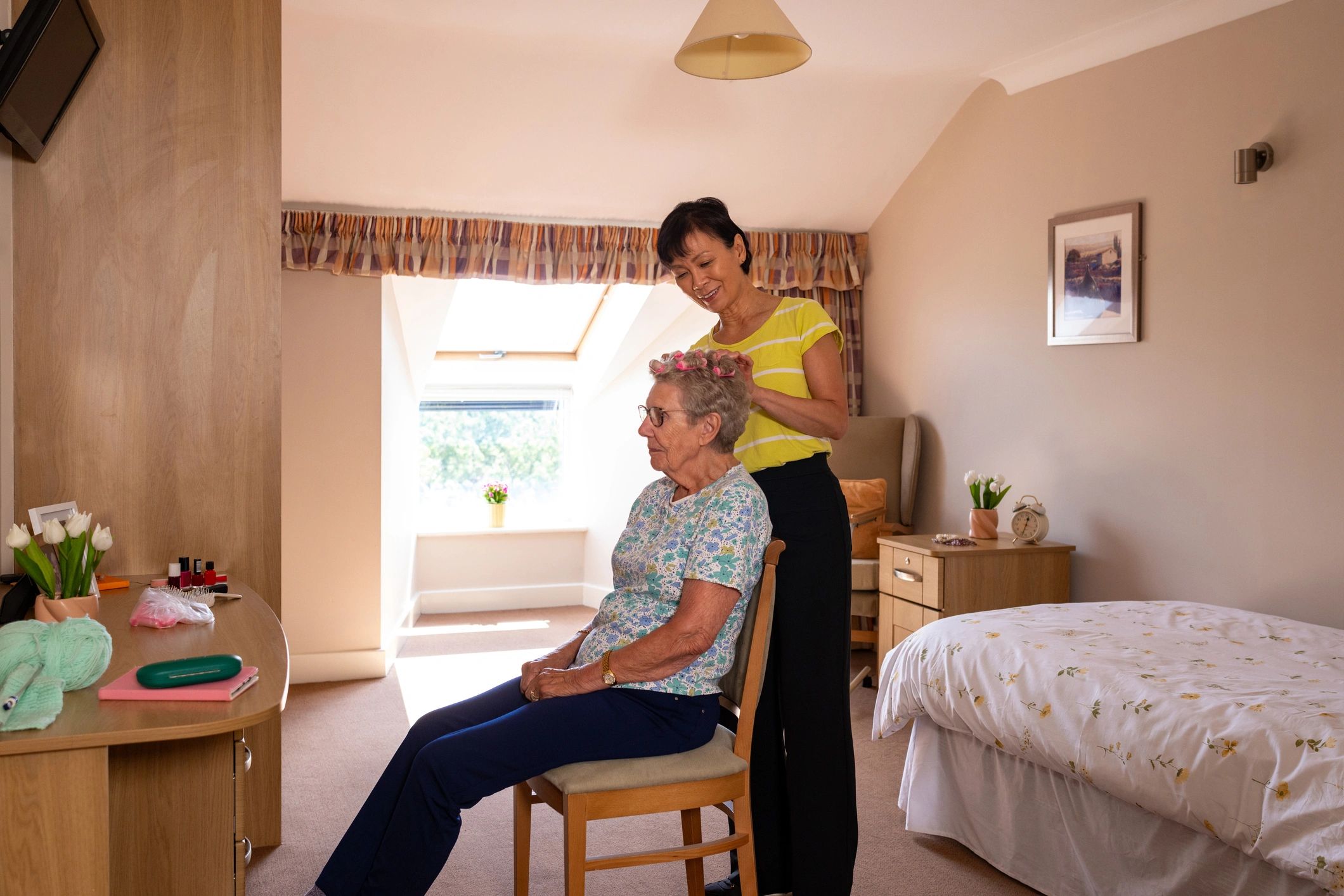 Compassionate home care visit with patient support